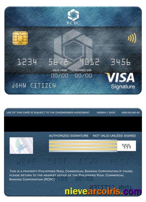 Philippines Rizal Commercial Banking Corporation (RCBC) visa signature card
